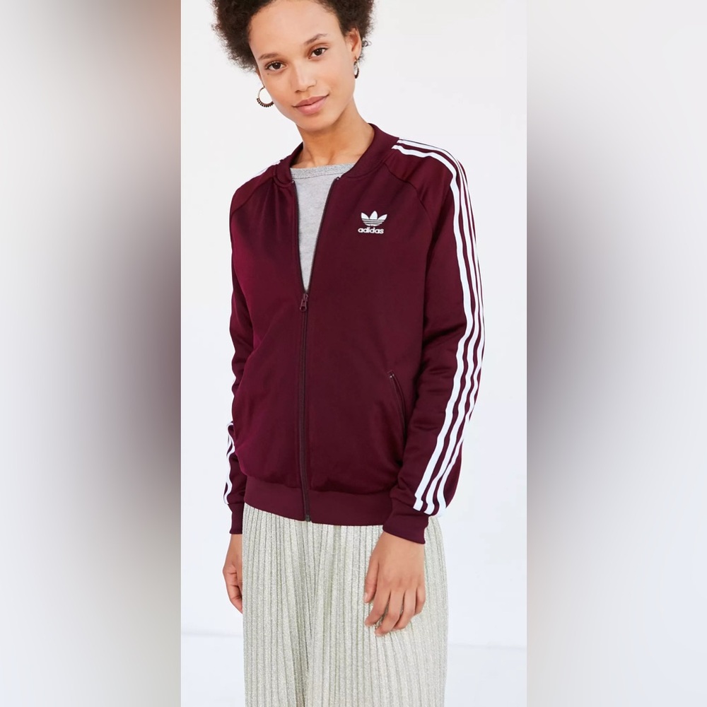 Adidas Originals Supergirl Track Jacket Trefoil Logo Burgundy Women's M